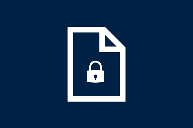 Document with padlock representing information encryption