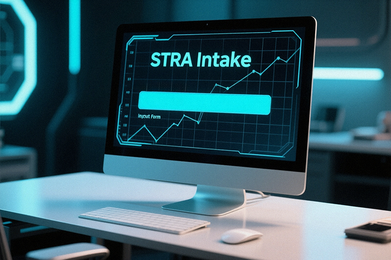 Computer screen with an STRA intake page opened